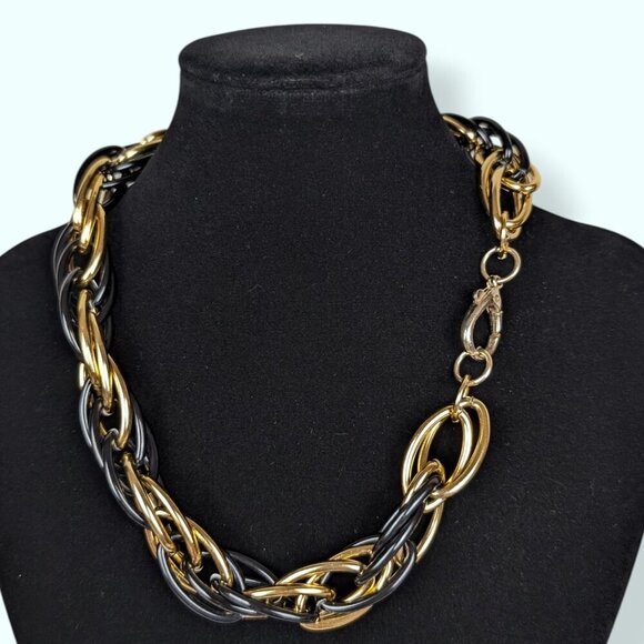 (2/$20) Vintage Gold & Black Triple Chain Necklace - Picture 4 of 5